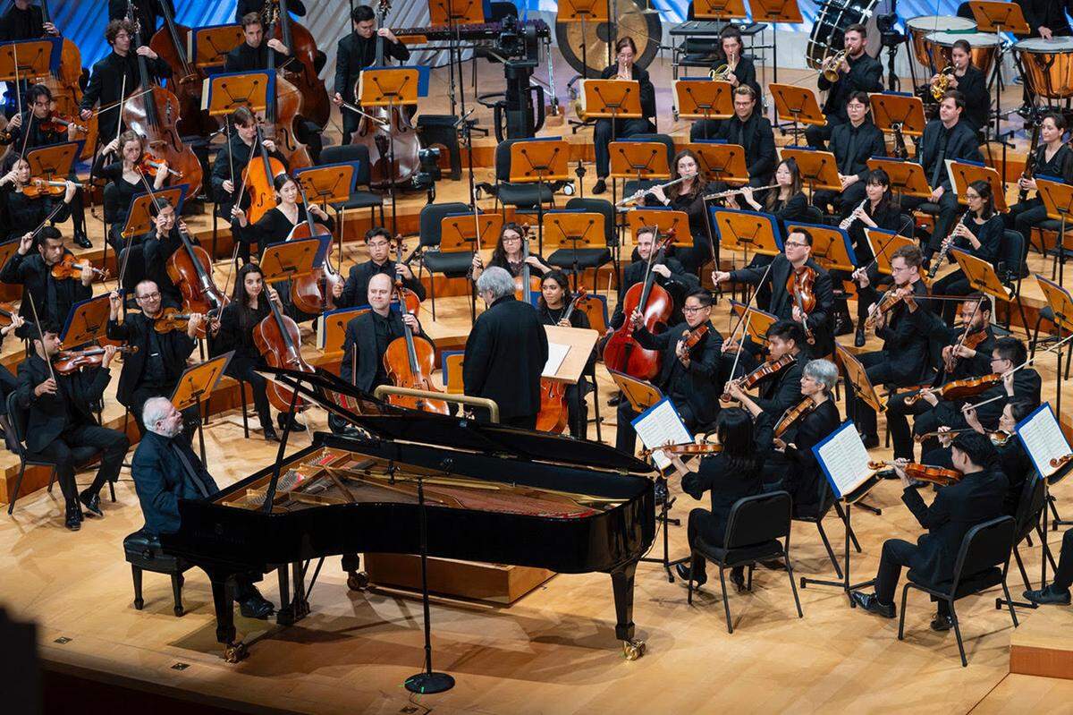 Emanuel Ax, Michael Tilson Thomas y la New World Symphony.