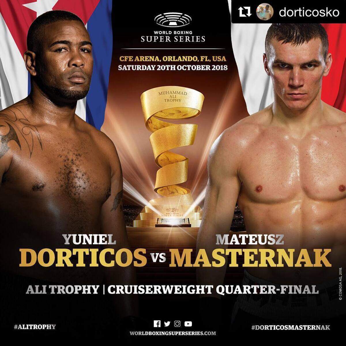 Yunier Dorticós enfrenta a Mateusz Masternak el 20 de octubre en Orlando.