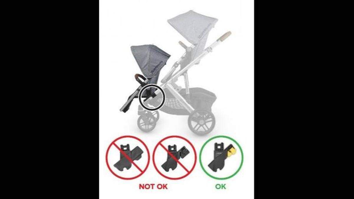 El diagrama muestra cómo el accesorio debe sujetarse a la silla UPPAbaby RumbleSeat.