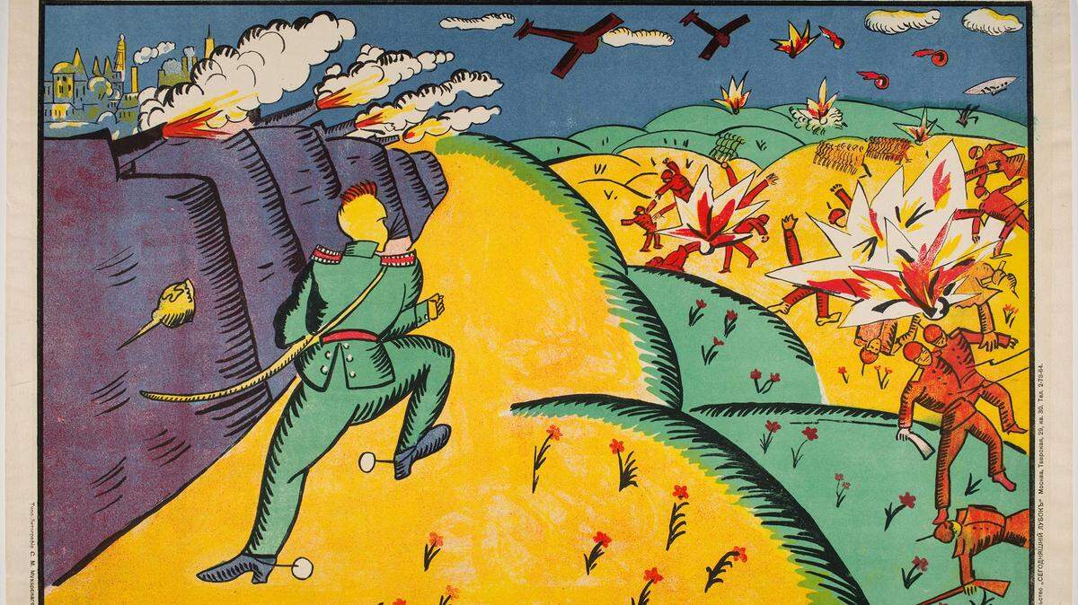 ‘El carrusel de Guillermo’, 1914, de Malevich Mayakovski. Litografía.