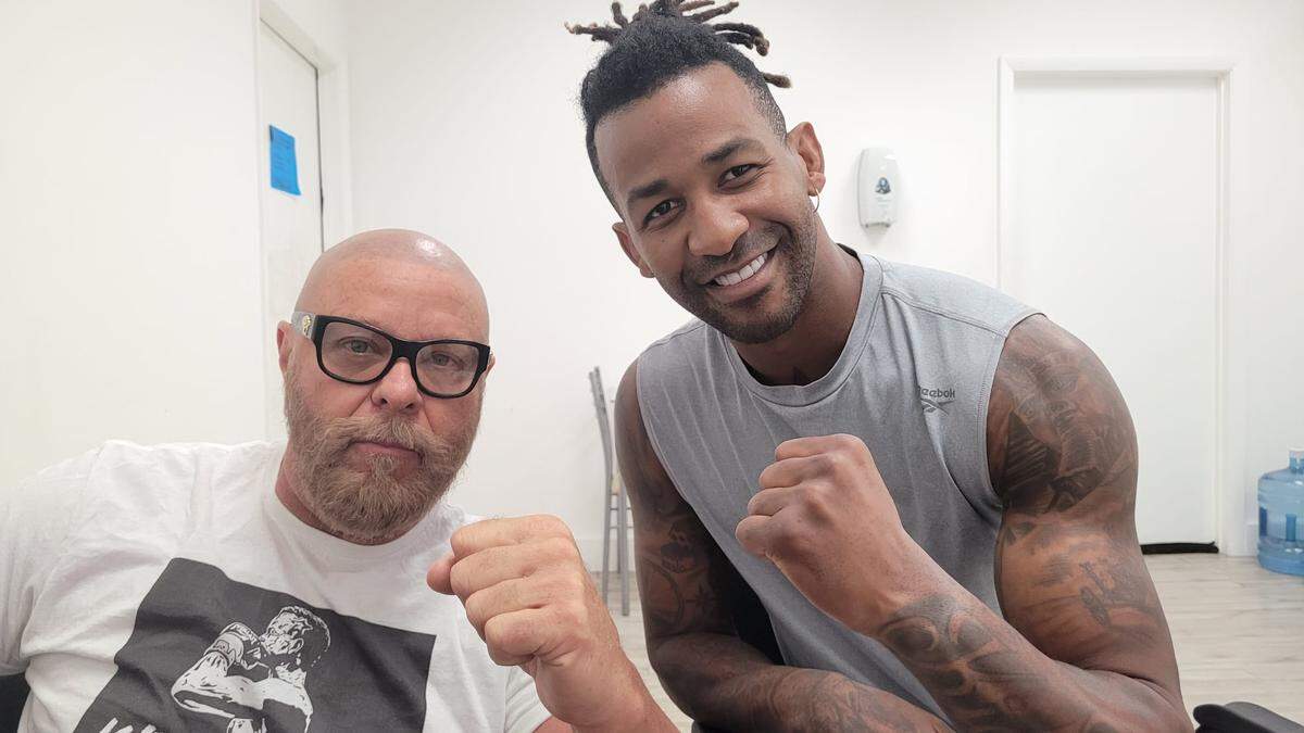Rancés Barthelemy junto con su entrenador Orlando Cuéllar.
