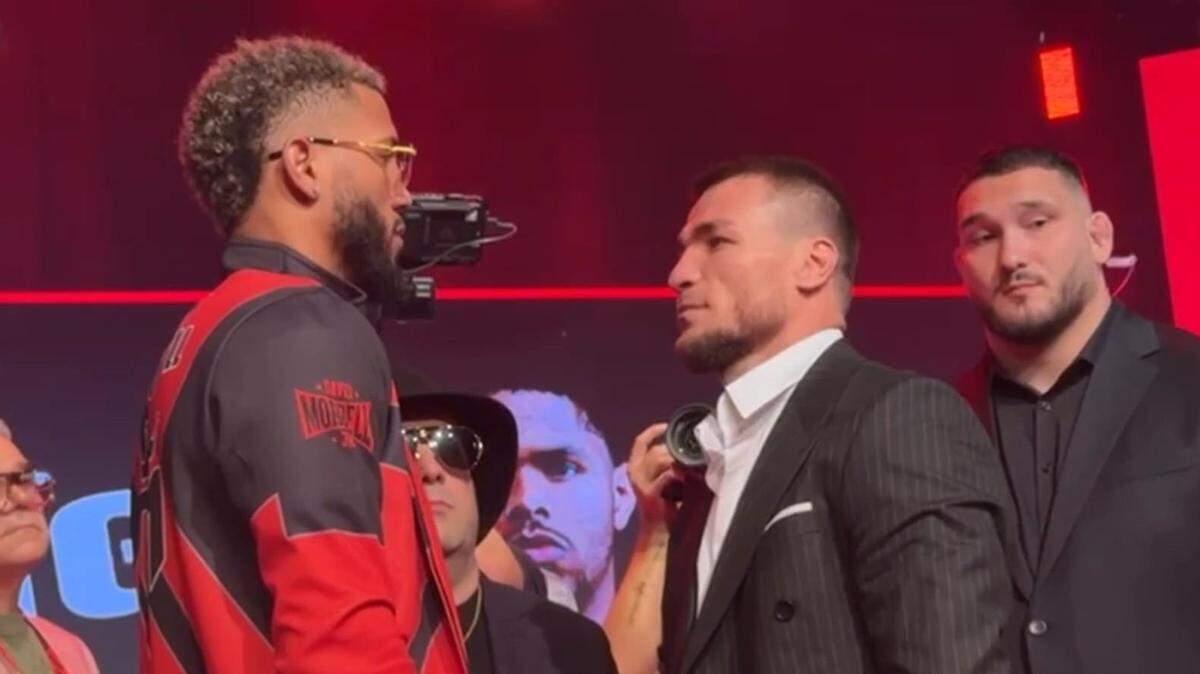 El cubano David Morrell (izq.) se prepara para brillar en Nueva York ante Imam Khataev, pese a la polémica por sustancias prohibidas como parte de una velada de The Ring Magazine con muchas estrellas del boxeo. 