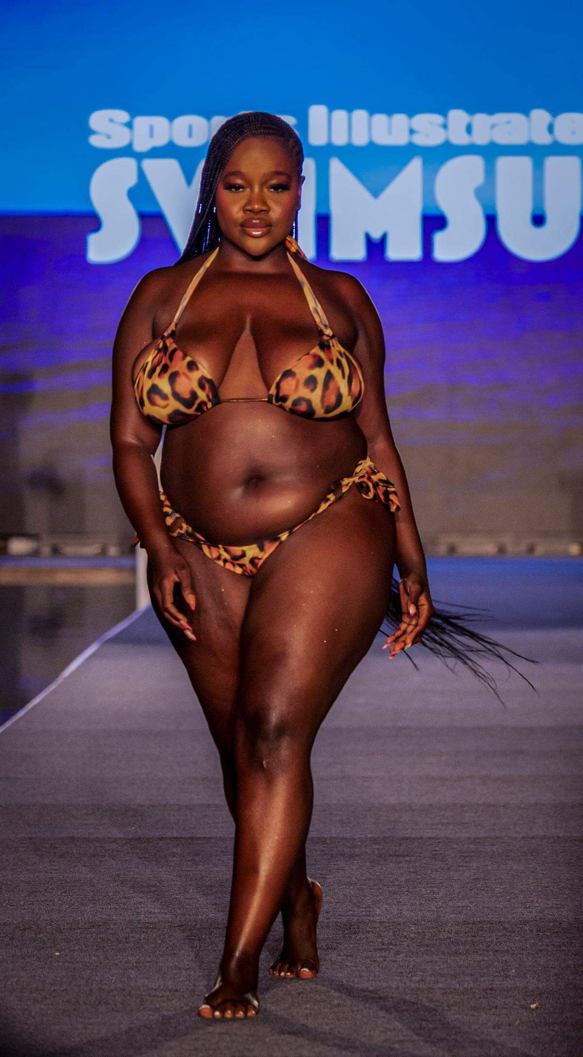 Model Achieng Agutu walks the Sports Illustrated Swimsuit Runway 2025 Show at the W South Beach.
