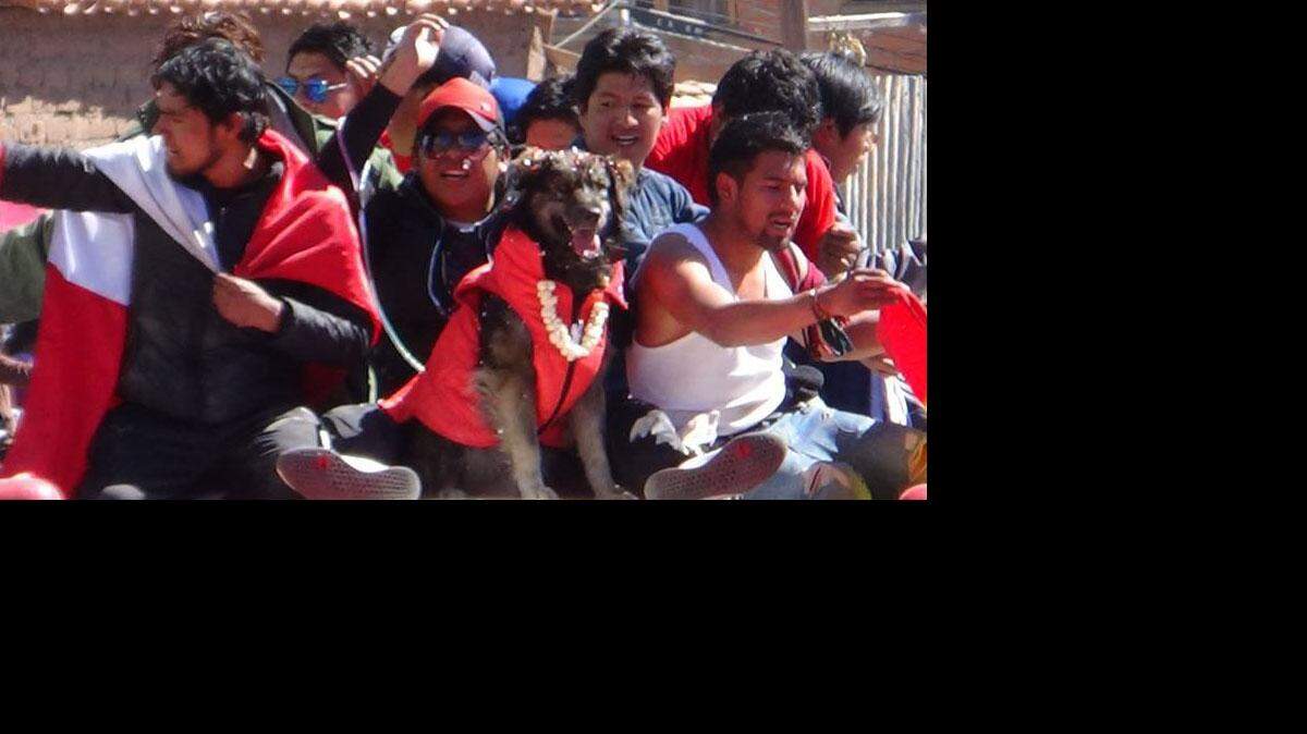 Imagen de Petardo con un grupo de manifestantes. Facebook.