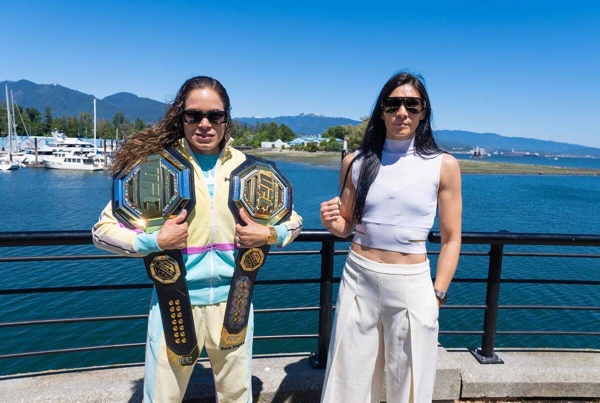 Irena Aldana (der.) peleará con Amanda Nunes en la pelea estelar de la cartelera de este sábado en Vancouver, Canadá.