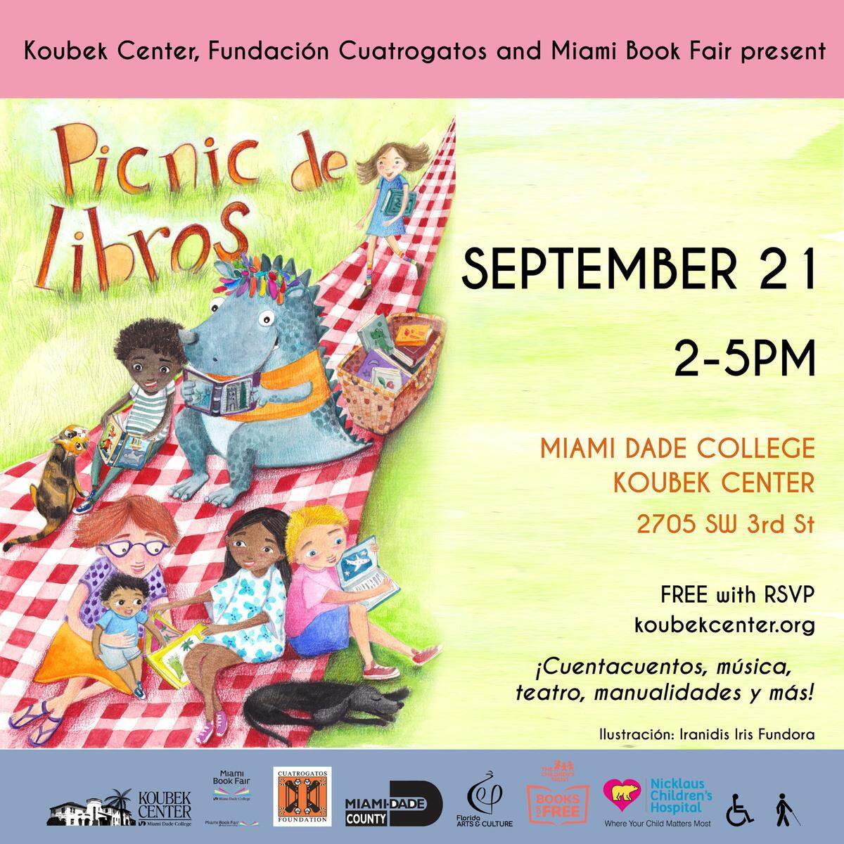Próximo Picnic de Libros&nbsp;Fundación Cuatrogatos&nbsp;y&nbsp;&nbsp;la Feria del Libro de Miami.