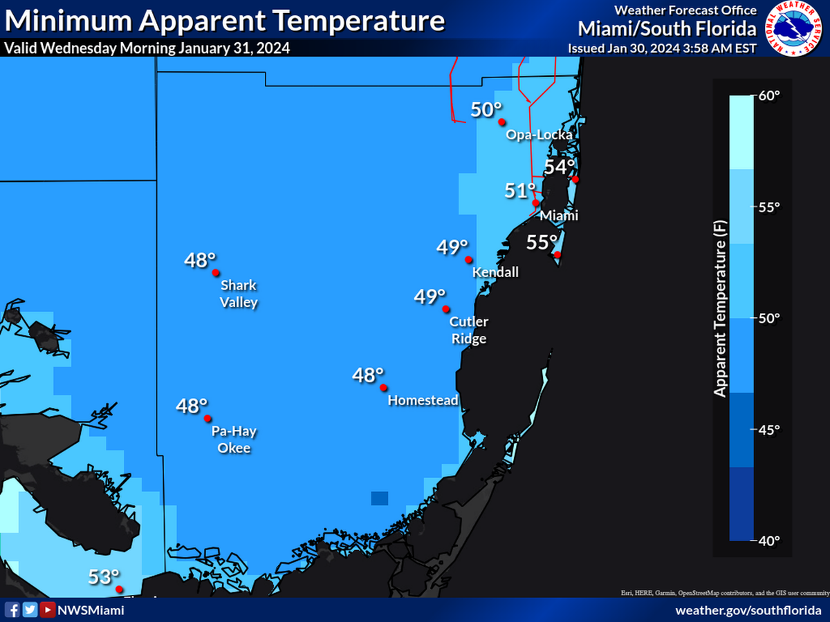 Un segundo frente frío mantendrá el termómetro bajo el sur de la Florida con temperaturas en los 40 y 50 grados en los próximos días. 