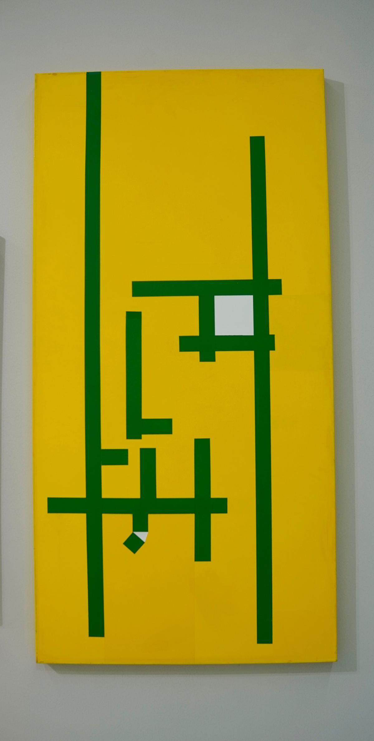 Sin título, 2020, acrílico sobre lienzo, 18 x 36 pulgadas.