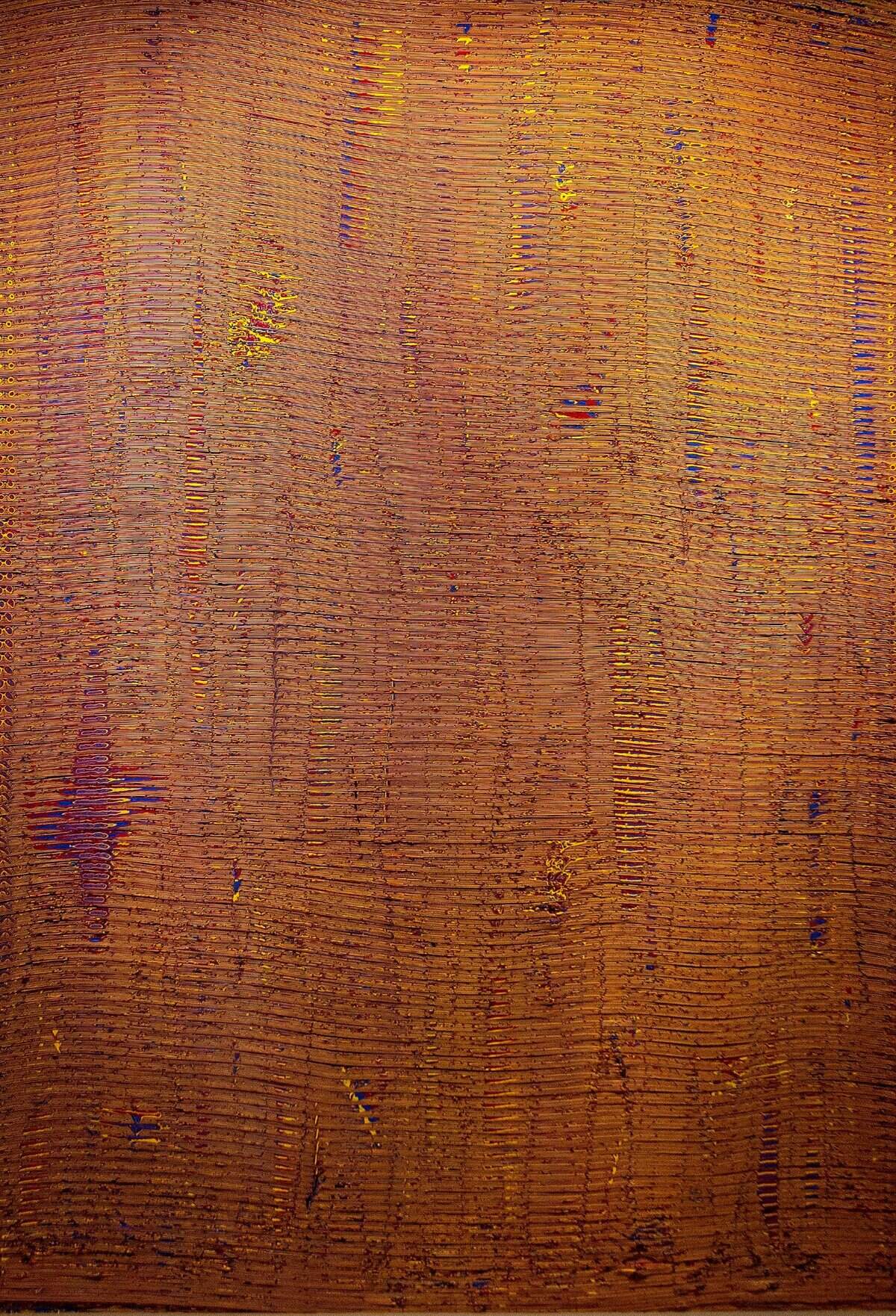 ‘Red Yellow and Blue’, 2020–21, pintura látex sobre panel, 100 x 70 pulgadas.