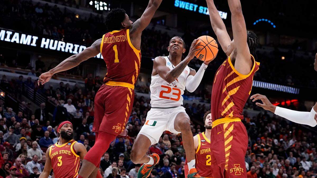Kameron McGusty, estudiante de sexto año, lideró la ofensiva de Miami con 27 puntos, seis rebotes, cuatro robos y dos bloqueos en el triunfo 70-56 ante los Cyclones de Iowa State.