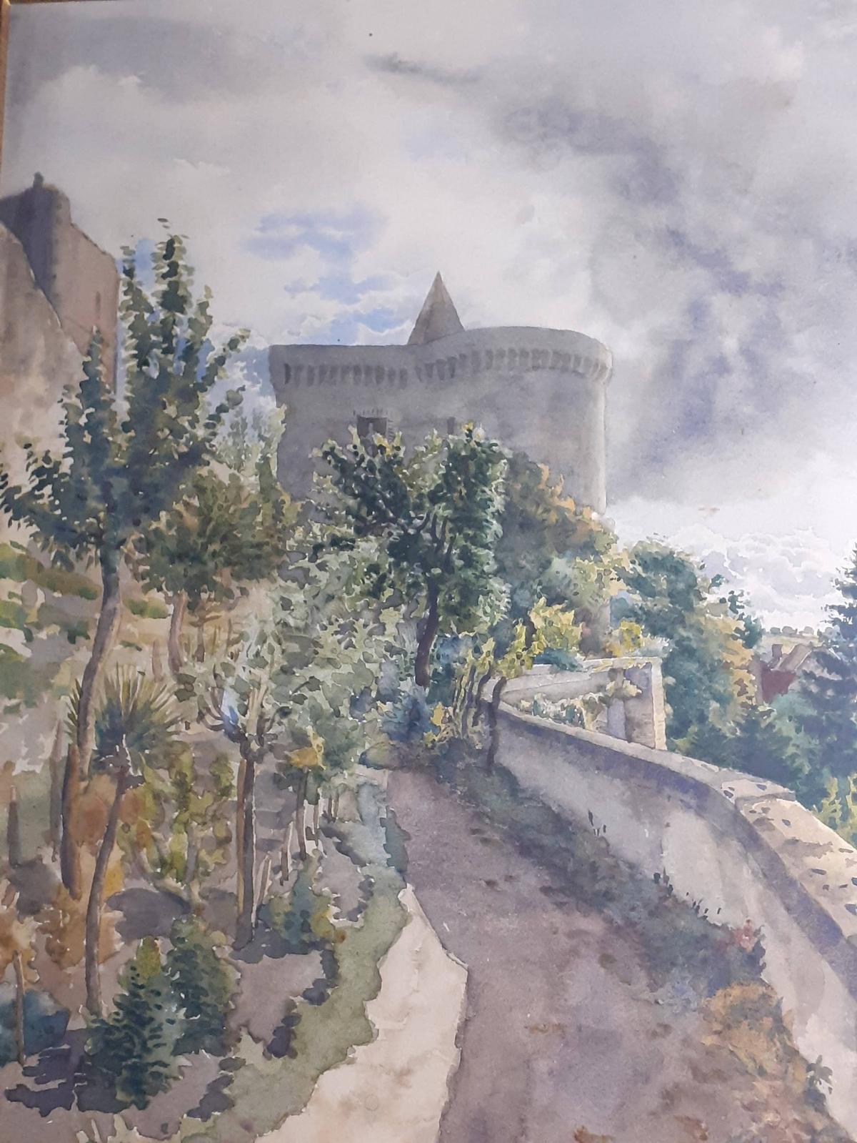 Una acuarela de Loches realizada por Louis Delaporte durante su infancia.