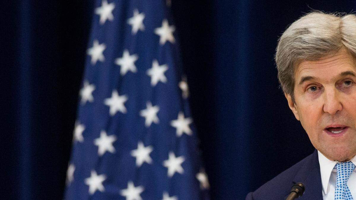 John Kerry, secretario de Estado de EEUU, da un discurso sobre el proceso de paz en el Medio Oriente, el miércoles en Washington DC. 