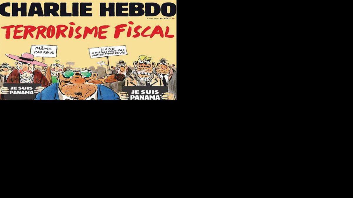 La revista “Charlie Hebdo” dedica su portada de esta semana a las revelaciones sobre la evasión de impuestos internacional bajo el título “Terrorismo fiscal”, e ironiza con un lema para ricos, “Je suis Panamá”, que parafrasea al que sirvió de movilización tras el atentado a la propia revista parisina.