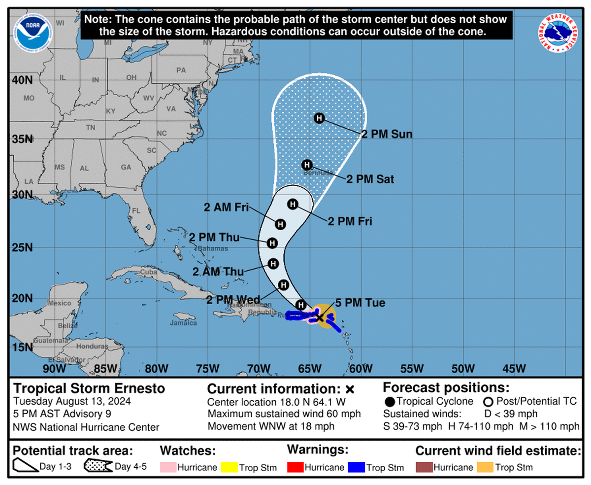 Puerto Rico y las Islas Vírgenes estaban bajo alerta por el sistema tropical que azotaría a esas zonas con intensas lluvias y fuertes vientos.