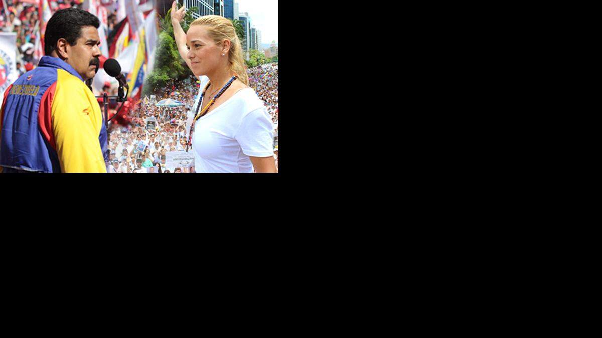 El presidente venezolano Nicolás Maduro, y Lilian Tintori en actos de campaña.