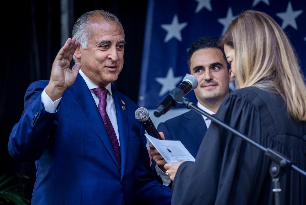 Esteban “Steve” Bovo was sworn in as mayor of Hialeah by U.S. Circuit Judge Bárbara Lagoa at city hall in November.