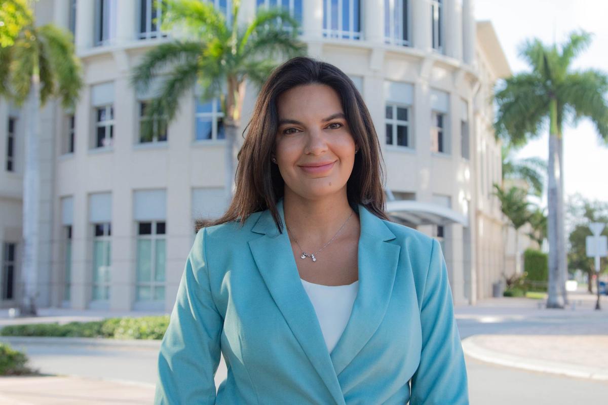 Candidate Nicole Reinoso in front of City of Doral Government Center in Downtown Doral, FL on Monday, June 3, 2024.
