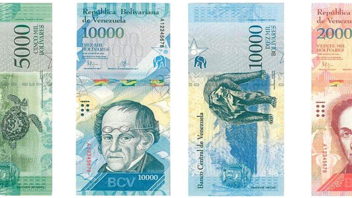 Los nuevos billetes del Banco Central de Venezuela.