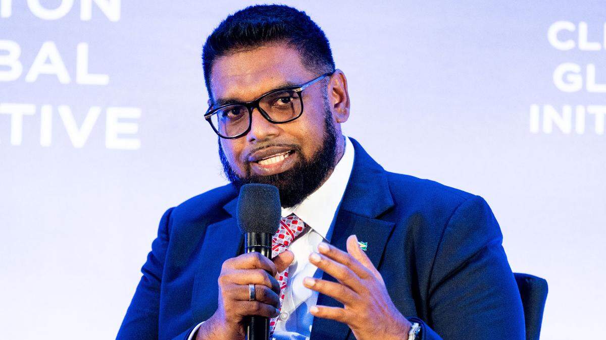 El presidente de Guyana, Irfaan Ali, participa en la Iniciativa Global Clinton, celebrada en Nueva York, el 23 de septiembre de 2024. 