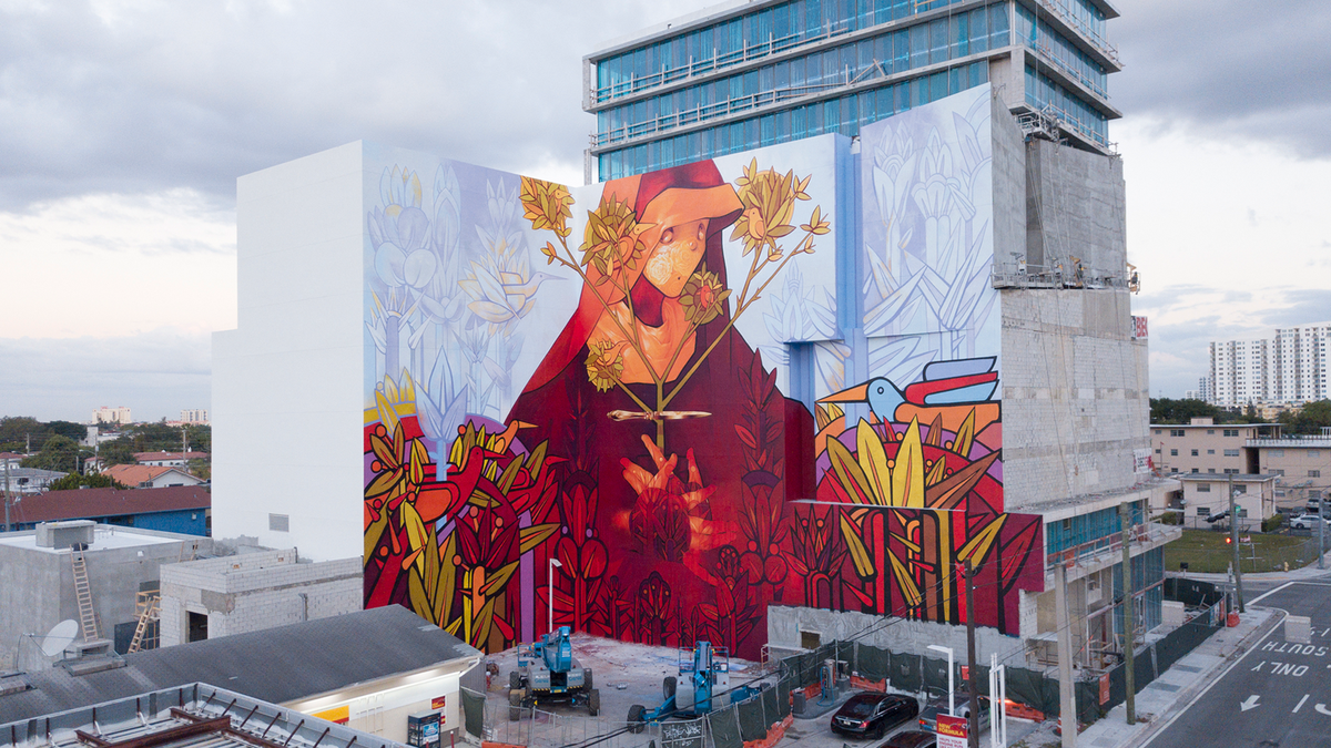 Mural ‘El filo de la conciencia’, 2019, de Inti Castro y Mono González. en Wynwood, Miami.