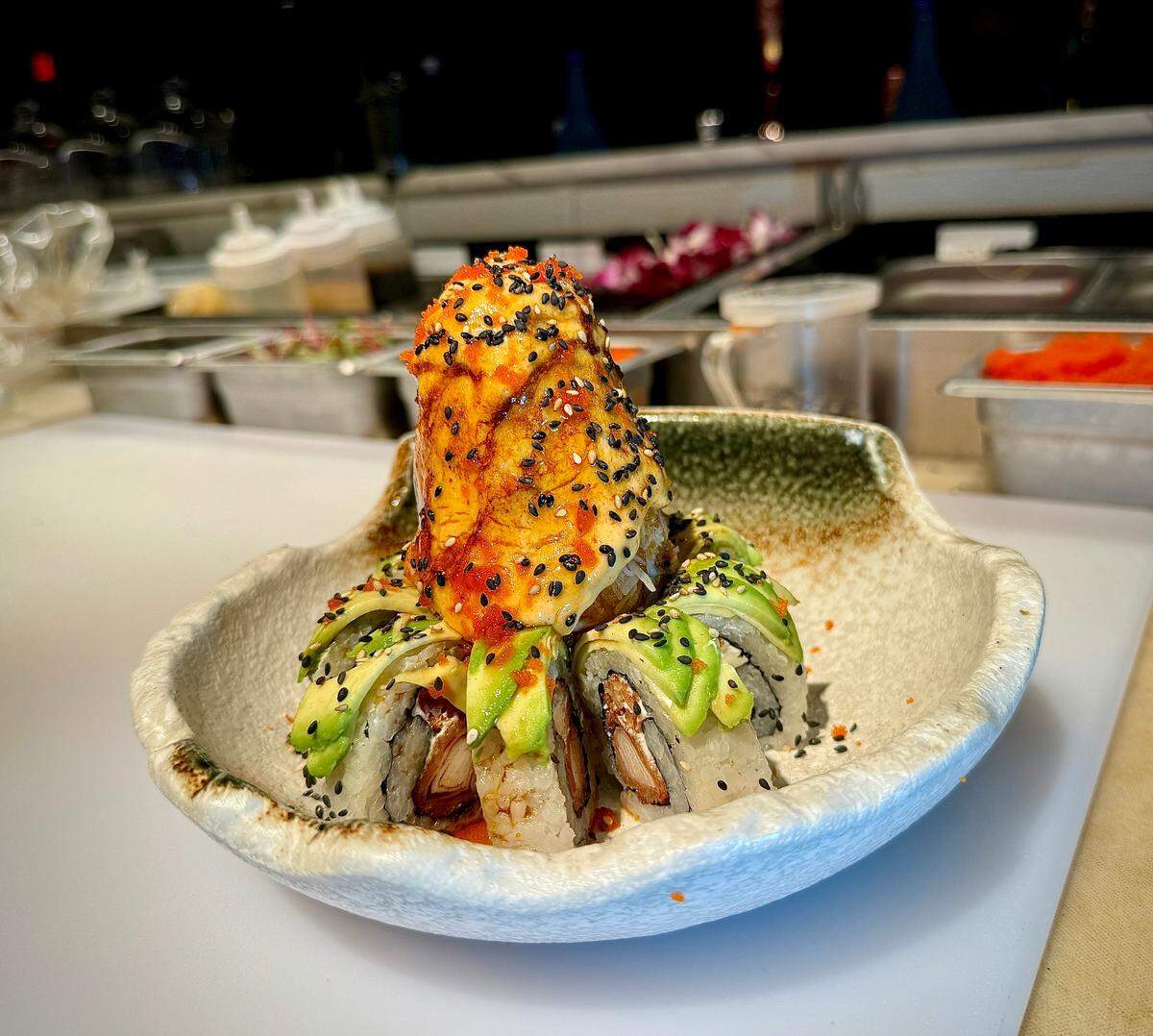 Volcano roll en el restaurante Soya en la ciudad del Doral