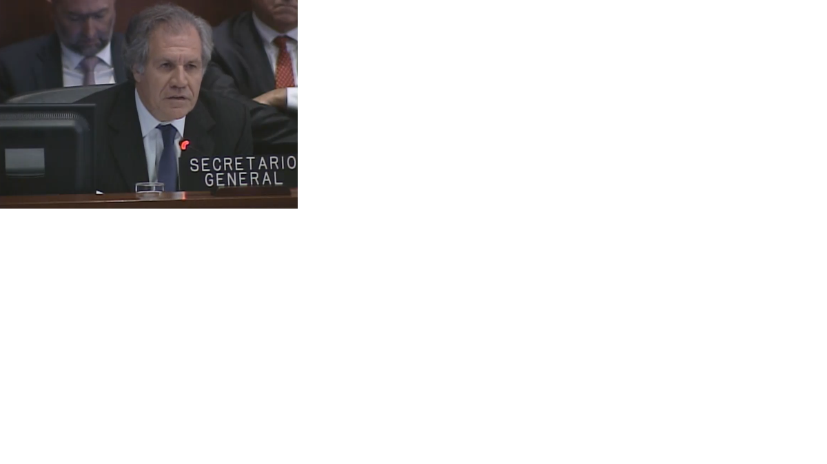 Luis Almagro, secretario general de la Organización de Estados Americanos, presenta un informe sobre la situación en Venezuela, el jueves en Washington DC. 