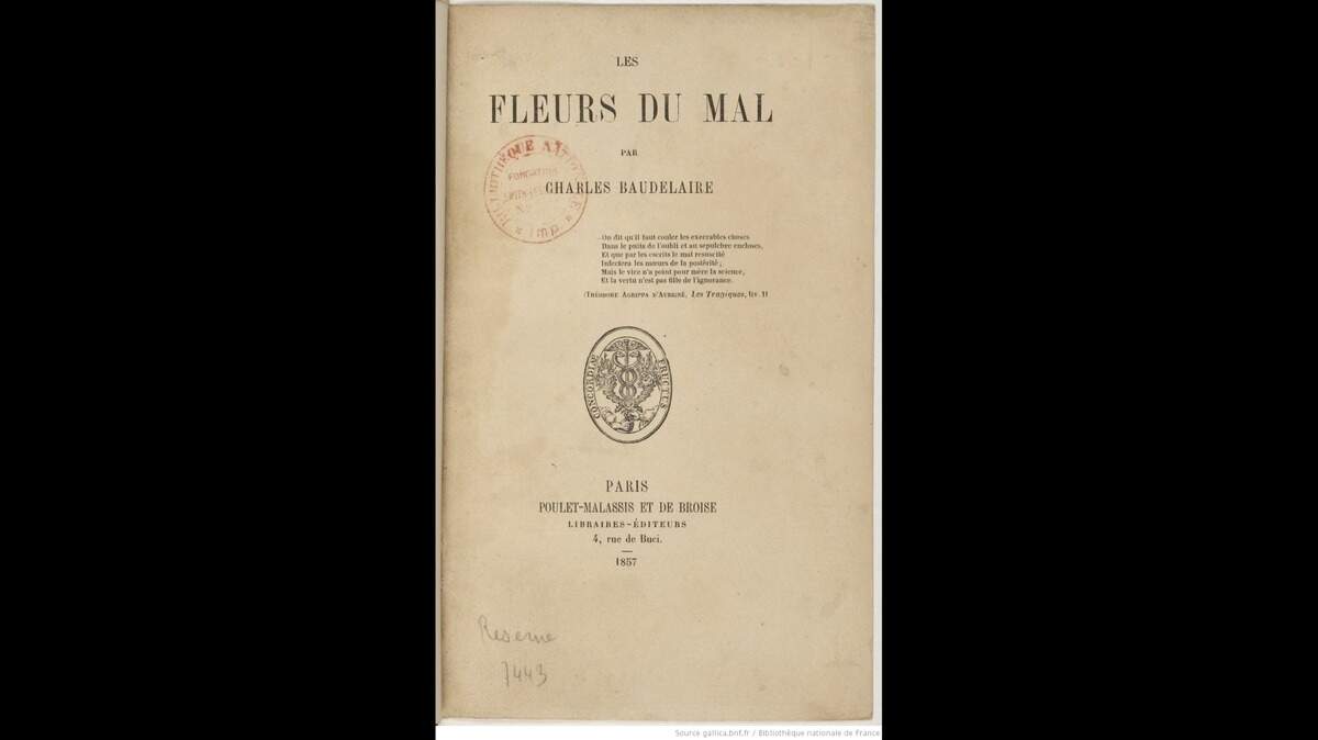 ‘Las flores del mal’, edición príncipe de 1857.