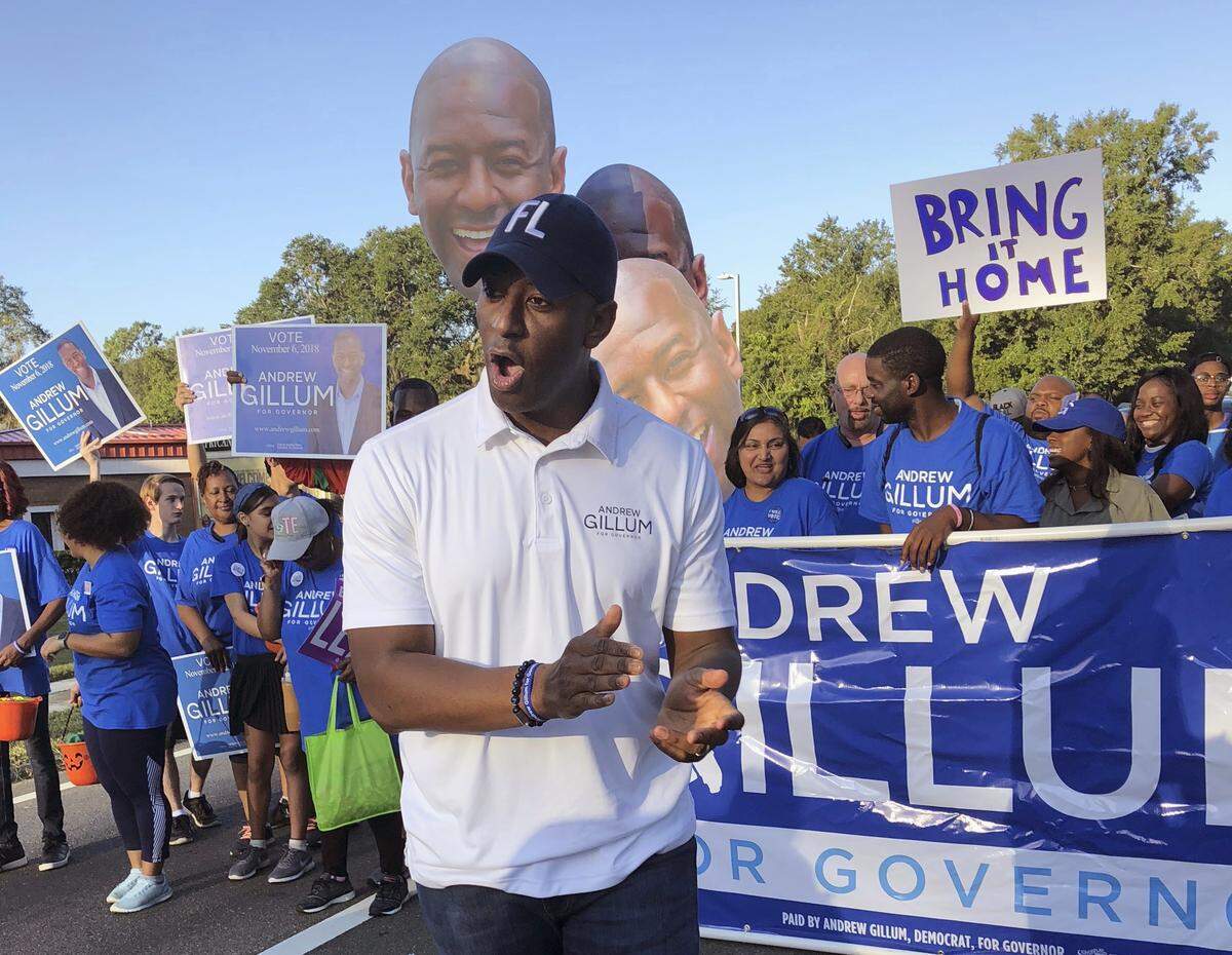 Andrew Gillum, nominado demócrata a la gobernación de la Florida, participa en una actividad en la Univerrsidad Florida A&M en Tallahassee, Florida.