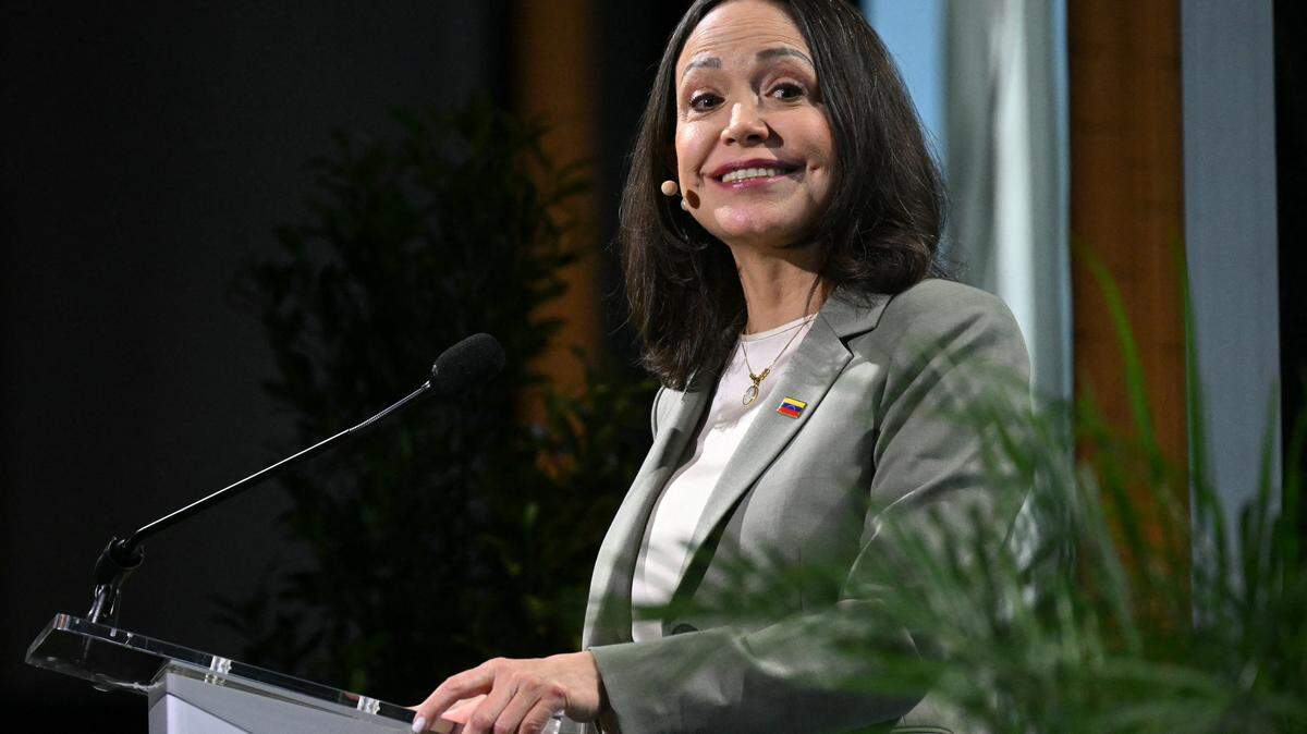 Venezuelan opposition leader Maria Corina Machado speaks during 2026 CERAWeek by S&P Global energy conference in Houston, Texas, on March 24, 2026. Machado told AFP on Tuesday that her country's formerly all-powerful socialist ideology has been fatally "wounded" by US President Donald Trump. The regime known as "Chavismo" that held Venezuela in its grip for a quarter of a century under Hugo Chavez and his successor Nicolas Maduro is "wounded irreparably and is being dismantled," Machado said. (Photo by RONALDO SCHEMIDT / AFP via Getty Images)