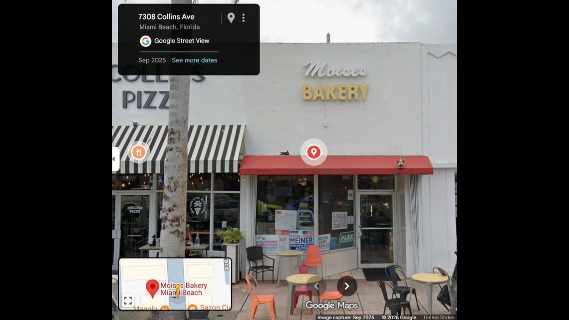 Moises Bakery, ubicada en el 7310 de Collins Avenue, Miami Beach.