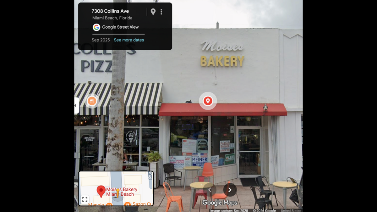 Moises Bakery, ubicada en el 7310 de Collins Avenue, Miami Beach.