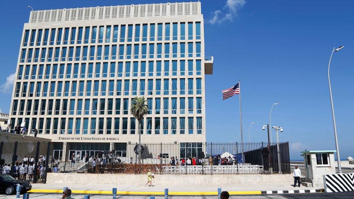 In this Aug. 14, 2015, file photo, a U.S. flag flies at the U.S. Embassy in Havana, Cuba.