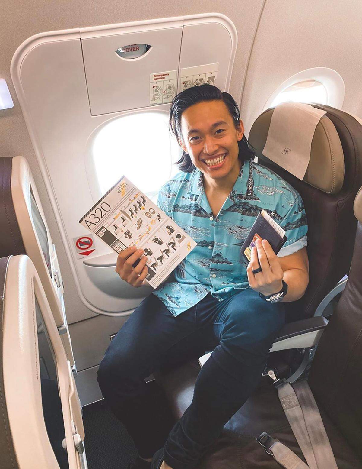 Nadzri Harif, un pasajero en el vuelo de Royal Brunei a ninguna parte.