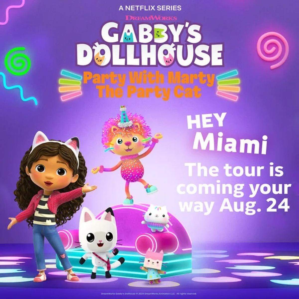 Fiesta en la casa de muñecas de Gabby para niños, Gratis con RSVP en el Dolphin Mall.