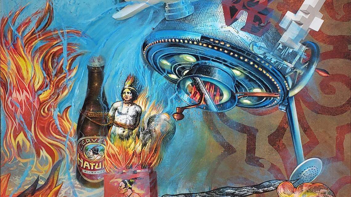 ‘La marca rescatada’, 2019, de Ivonne Ferrer. Técnica mixta sobre tela, 30 x 40 pulgadas.