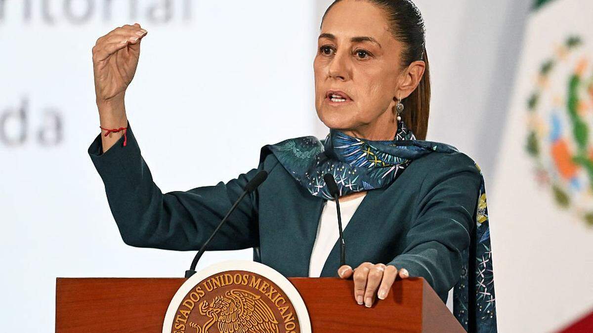 Mexico's President Claudia Sheinbaum gestures as she speaks to the media about security during her daily morning press conference at Palacio Nacional in Mexico City on May 12, 2026. (Photo by CARL DE SOUZA / AFP via Getty Images)