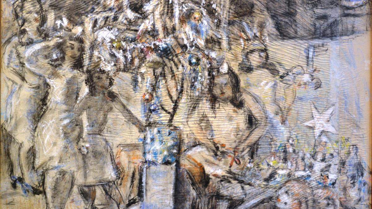 ‘Nochebuena’, 1948, de Armando Reveron. Tinta pastel y tiza al agua, 28.1 x 38.9 pulgadas.