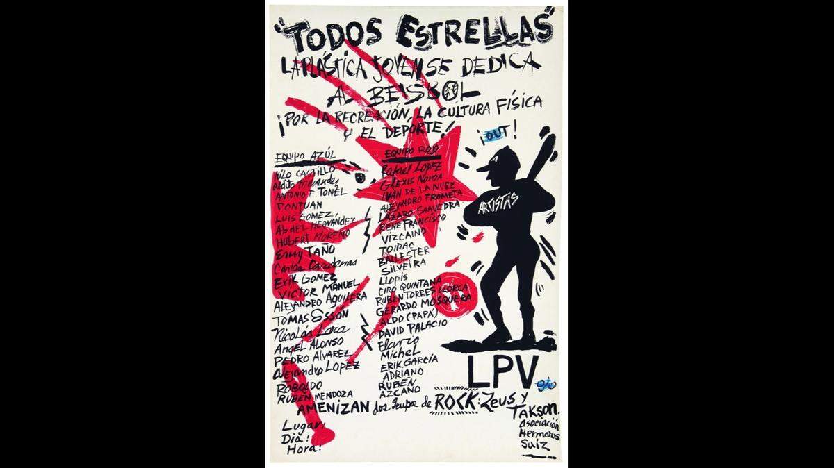 Cartel de Pedro Vizcaíno ‘Todos Estrellas’ para el Juego de pelotas contra la censura de los artistas contestatarios en 1989.