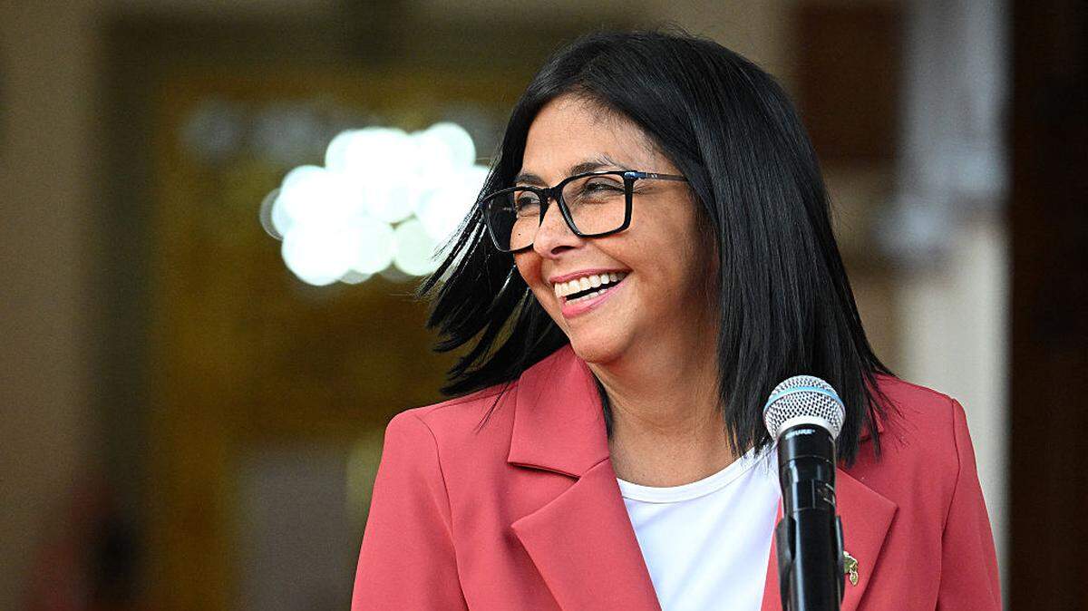 Venezuela’s interim leader, Delcy Rodríguez, reacts alongside U.S. Secretary of the Interior Doug Burgum (not pictured) following their meeting at the Miraflores Presidential Palace in Caracas on March 4, 2026.