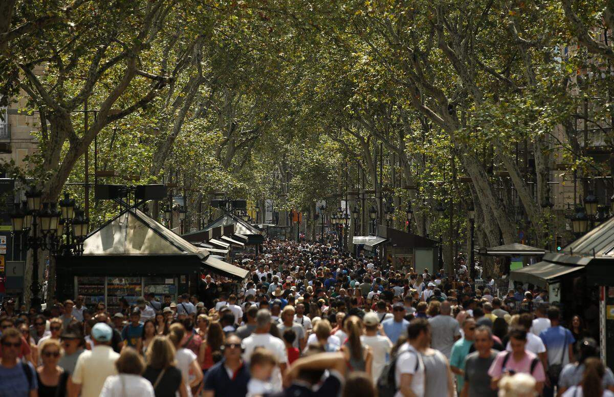 Una vista de las Ramblas en el aniversario del atentado terrorista en Barcelona, el 17 de agosto del 2018.