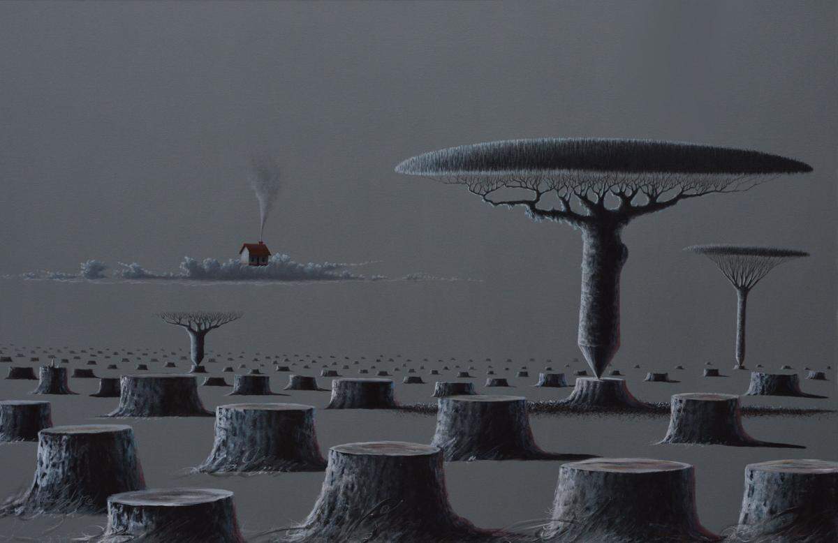 'Next Step', 2011, de Robinson Cardona (Rocard, Mo), acrílico sobre lienzo, 39.25 x 65 pulgadas.