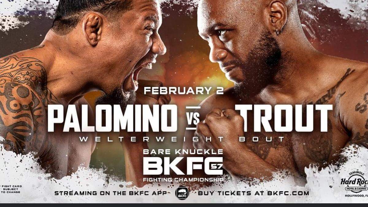 Bare Knuckle Fighting Championship anunció que Luis Palomino defenderá su faja ligera ante Austin Trout, en el evento BKFC 57 que tendrá lugar el 2 de febrero en el Hard Rock Hotel y Casino Seminole en Hollywood, Fort Lauderdale.