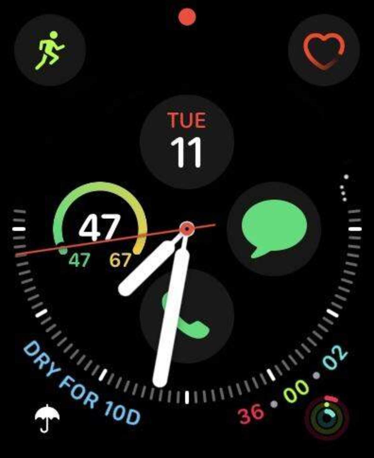 Un Apple Watch en la zona de Kendall marca 47 grados Fahrenheit a las 7:30 a. m. del martes 11 de noviembre de 2025.
