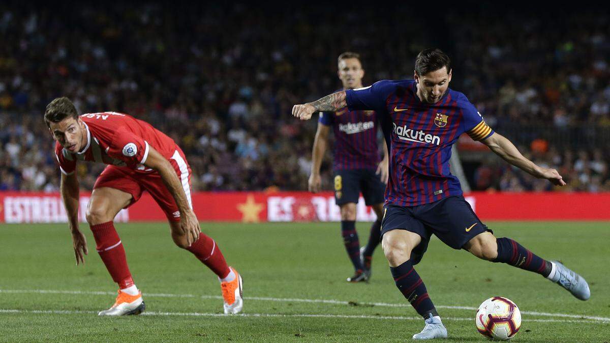 Lionel Messi anotó un gol para Barcelona en el partido ante el Girona, celebrado el 23 de septiembre de 2018 en el estadio Camp Nou de Barcelona.