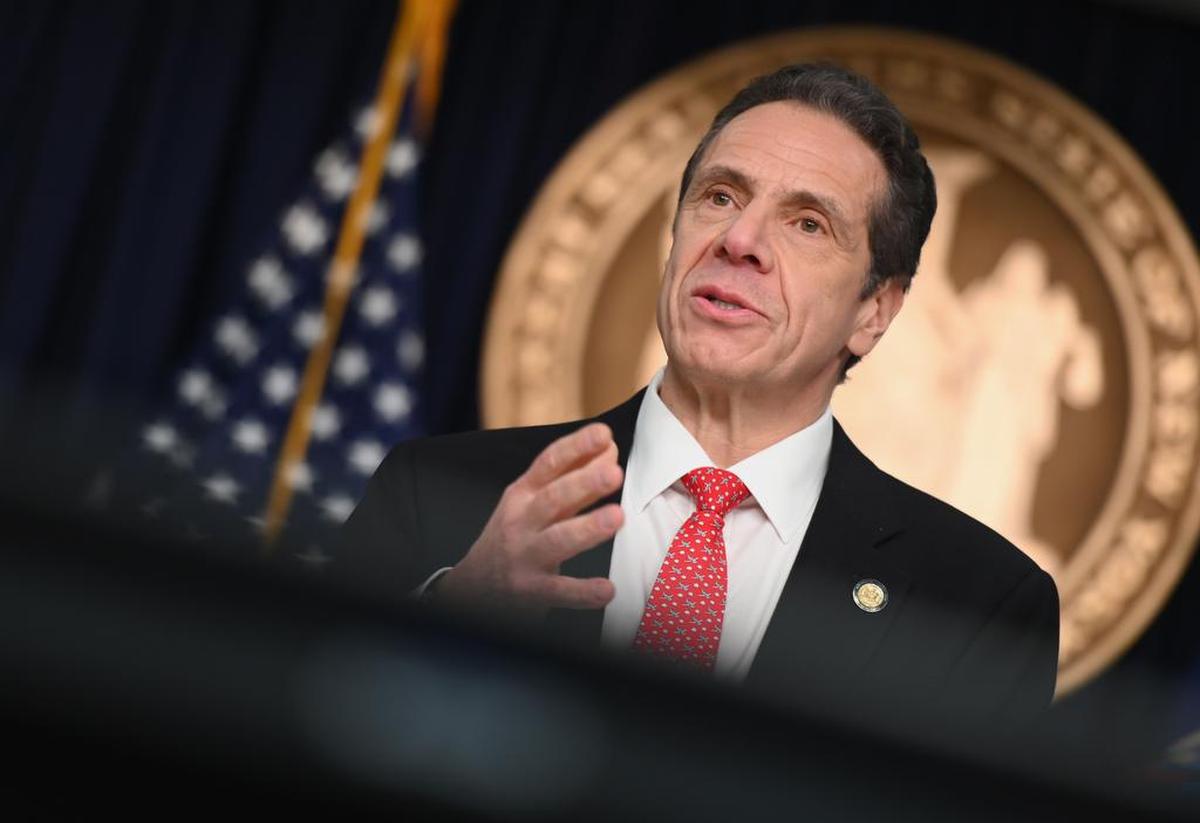 EL gobernador de Nueva Yorl Andrew Cuomo durante una conferencia de prensa.
