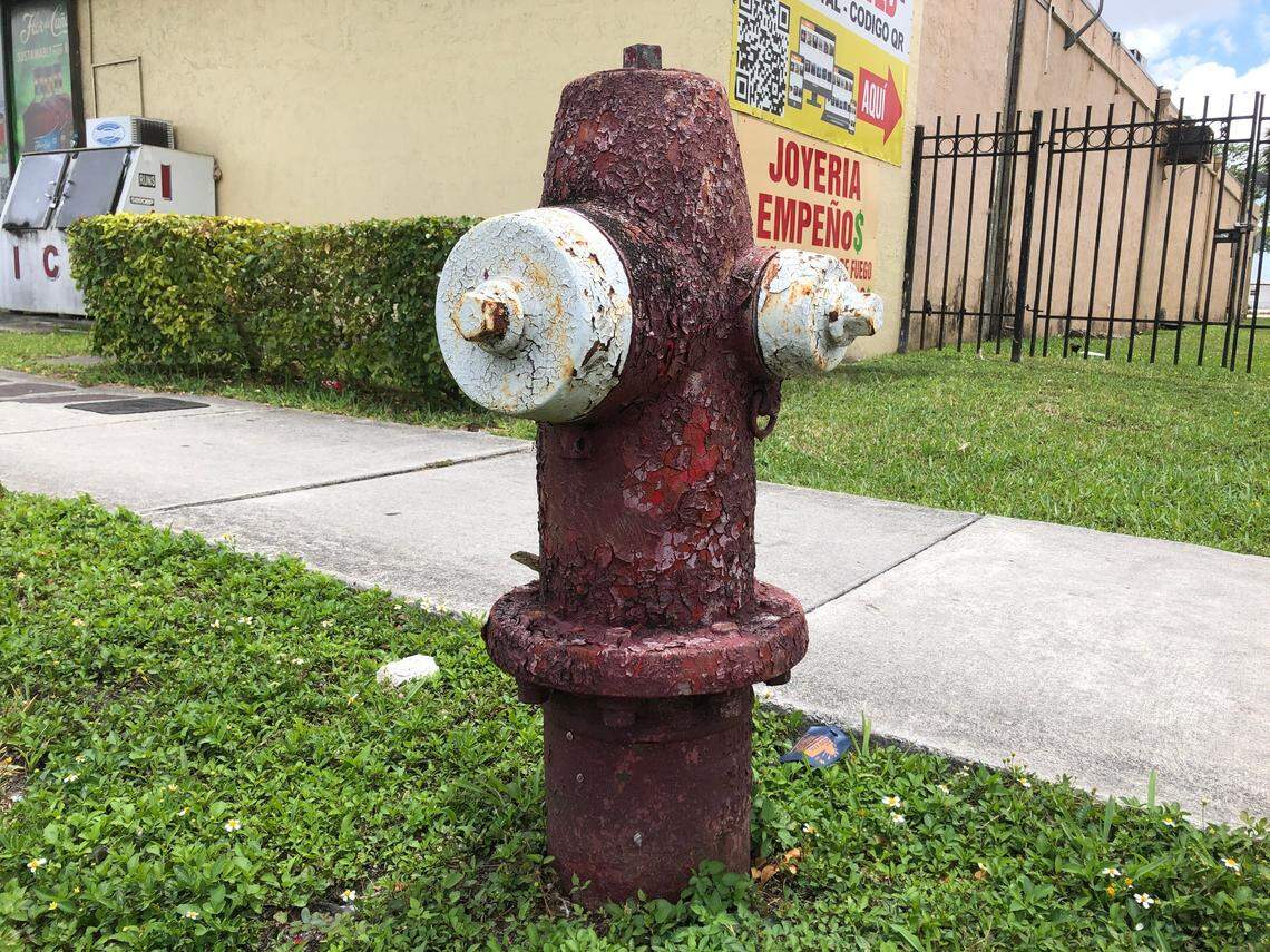 Deteriorated Fire Hydrant in Hialeah Business Area at W 68th and 16th Ave.
