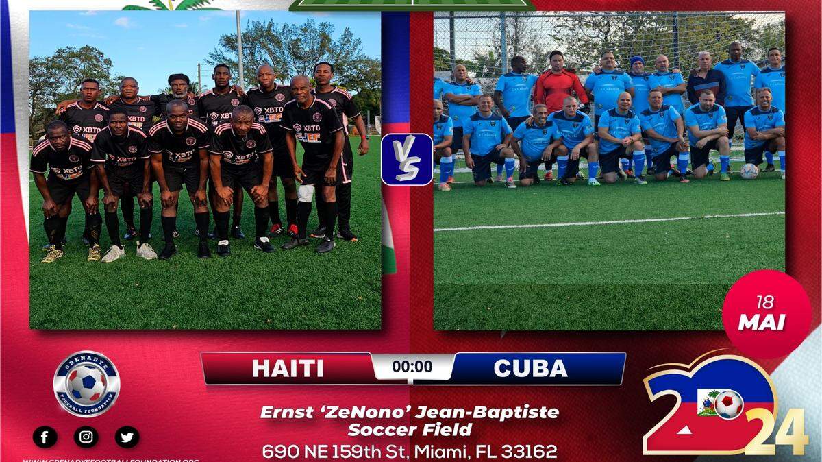 Cartel promocional para el partido entre Cuba y Haití este 18 de mayo en el ZeNono Soccer Field