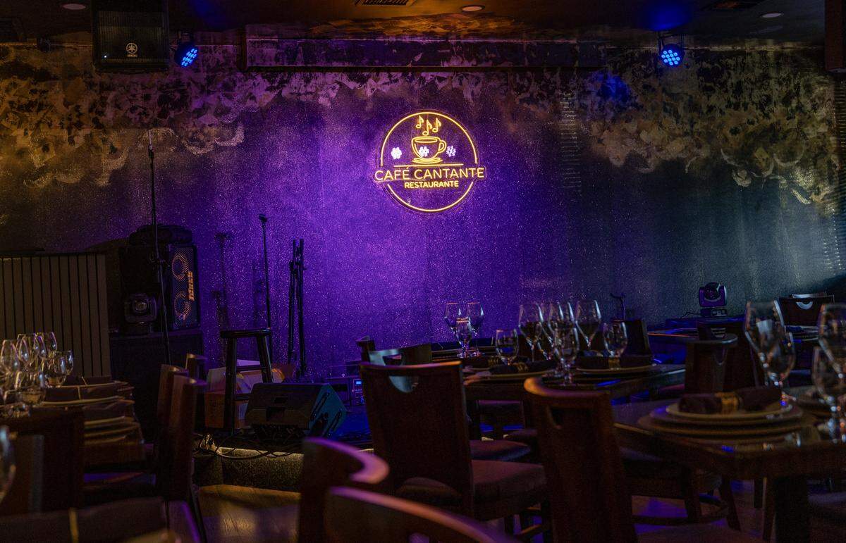 View of the dining area at the recently opened Cafe Cantante Restaurant owned by music trio artists Los Tres de La Habana, in Miami, on Tuesday, January 28, 2026.