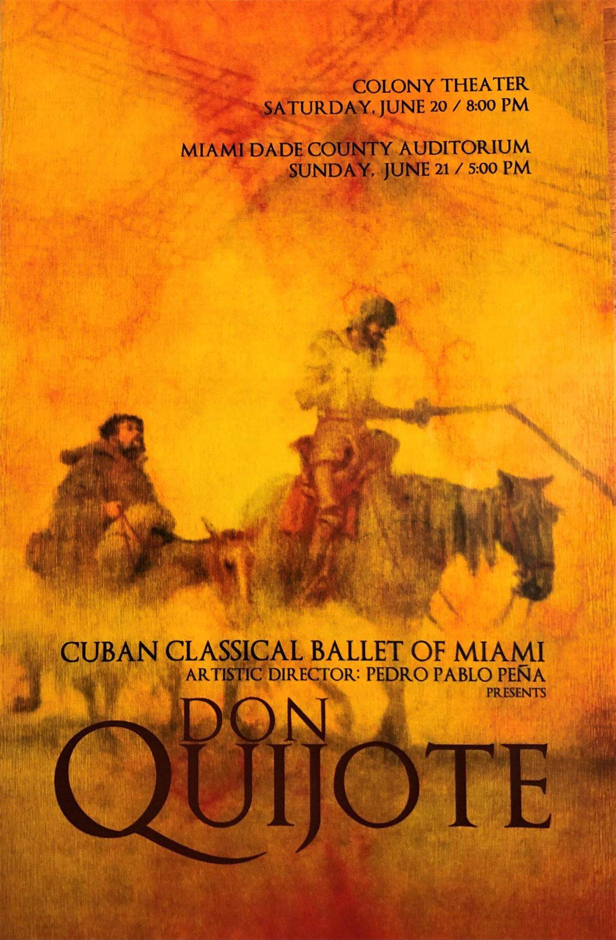 Portada del programa de la función de estreno de “Don Quijote Suite” por CCBM en junio de 2015. Coreografia de Eriberto Jiménez, basada en Marius Petipa. 