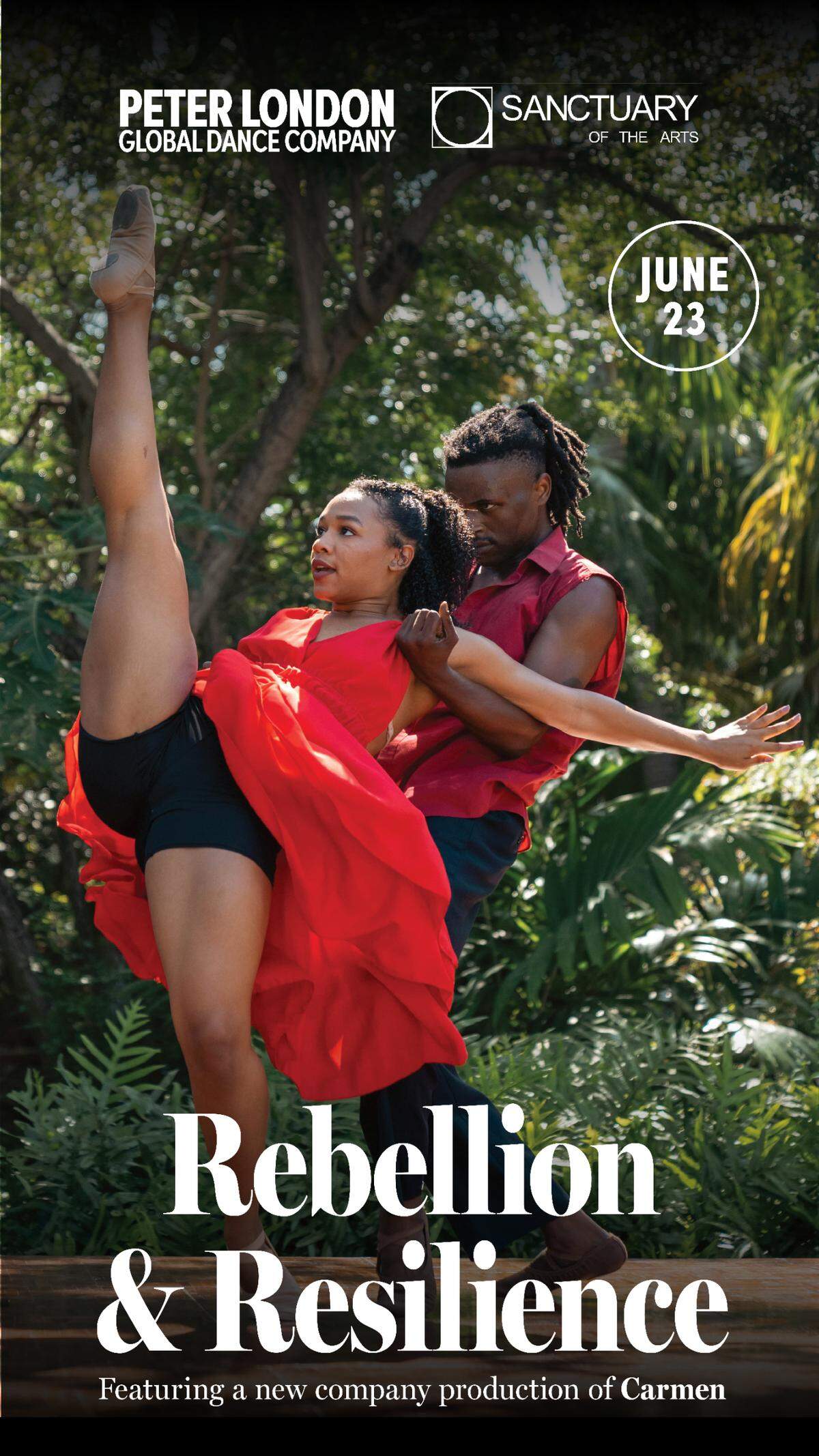 Póster promocional, con los bailarines Jeonna Pinnock y Clinton Harris en una foto de Shameka Seebrook.